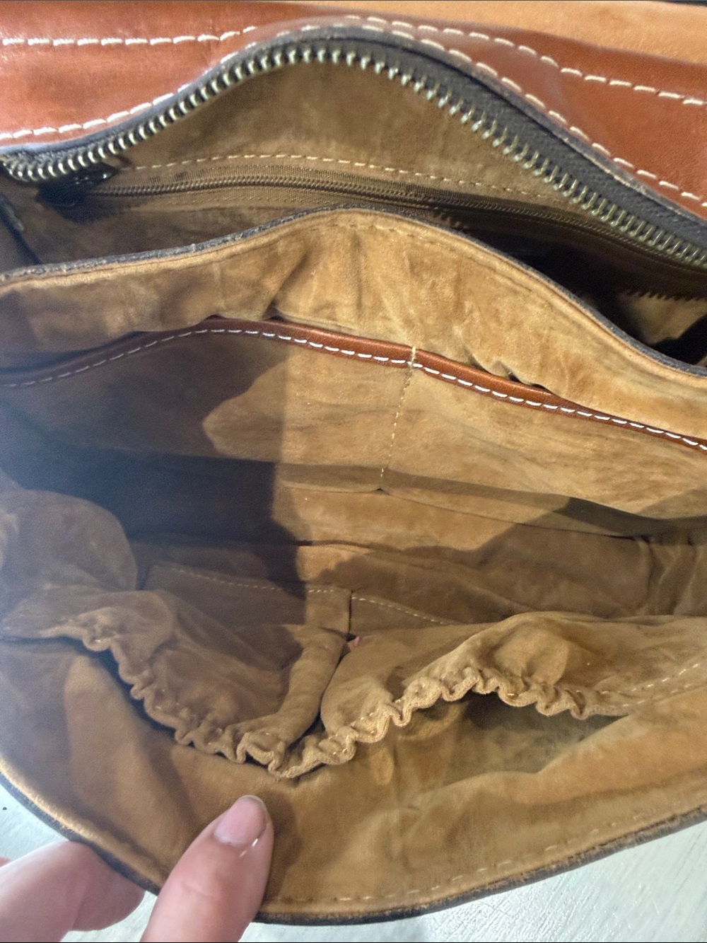 Vintage Patricia Nash Cognac Leather Saddle Bag with Buckle Detail - Picture 11 of 14